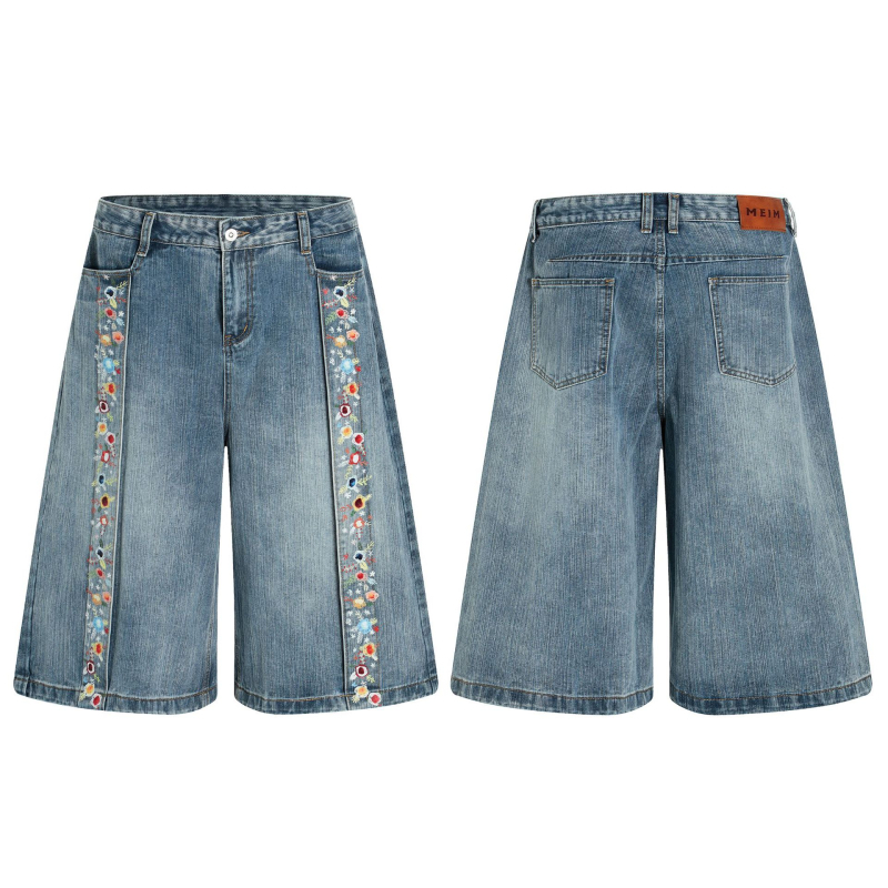 Traper šorc, labav kroj, srednji pojas, zatvaranje na gumbe, opran denim, 93,5% pamuk