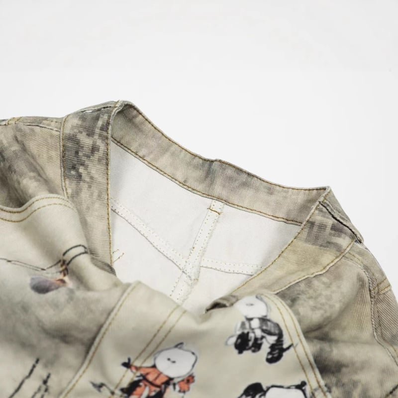 Denim capri hlače za muškarce i žene, vintage američki graffiti stil, ljeto, opušten kroj, pamuk denim