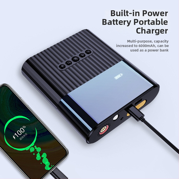 Automobilska pumpa za zrak s ugrađenim izvorom napajanja i starterom, digitalni zaslon, USB punjenje, osvjetljenje i manometar za tlak u gumama, 12V DC, 120W, 25 L/min