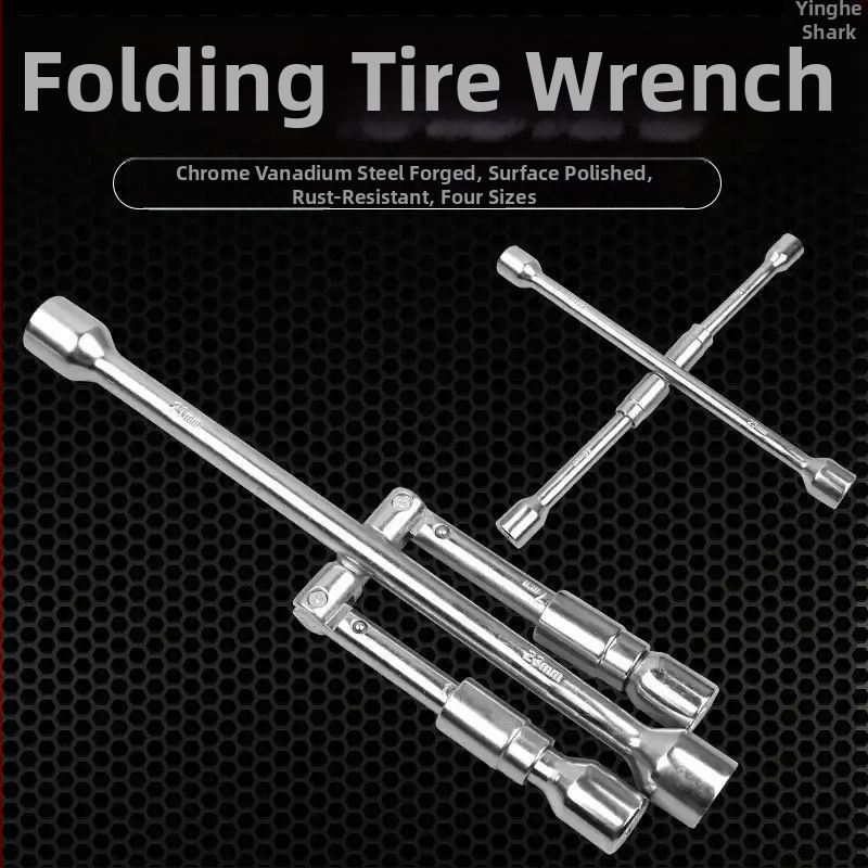 Sklápateľný krížový nástrčný kľúč na pneumatiky – oceľ s vysokým obsahom uhlíka