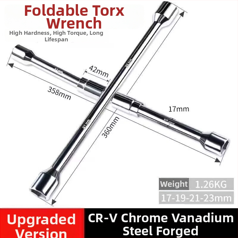 Sklápateľný krížový nástrčný kľúč na pneumatiky – oceľ s vysokým obsahom uhlíka