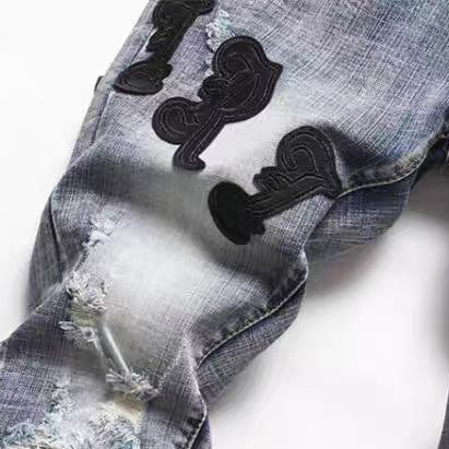 Traperice, korejski stil, ravni kroj, s patch dekoracijama, ručna izrada, pamuk 85%, mikro-elastičnost, za dnevnu uporabu tijekom svih godišnjih doba