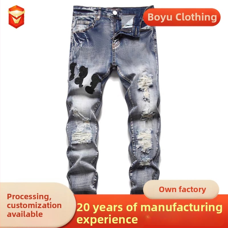 Traperice, korejski stil, ravni kroj, s patch dekoracijama, ručna izrada, pamuk 85%, mikro-elastičnost, za dnevnu uporabu tijekom svih godišnjih doba