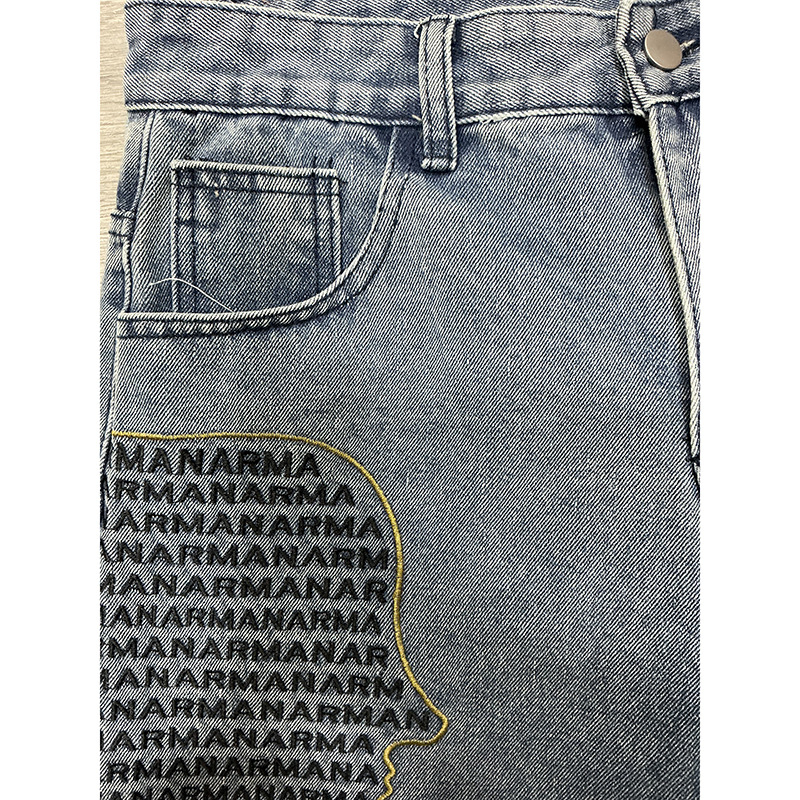 Catherine Muške ljetne traper šorceve s izvezenim motivom, srednji pojas, ravni kroj, zip, pamuk denim