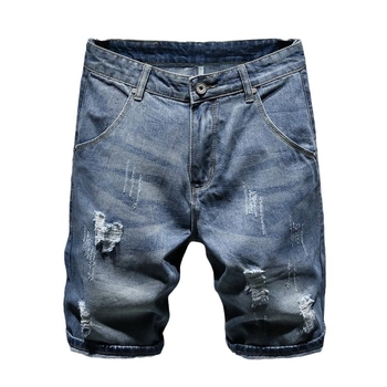 Denim šorc s japanskim retro stilom, ravni kroj, srednji pojas, lagani Modal materijal s krznom kunića