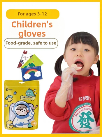 Mănuși de unică folosință pentru copii, PE transparente, de calitate alimentară, groase, pentru pictură și activități în grădiniță