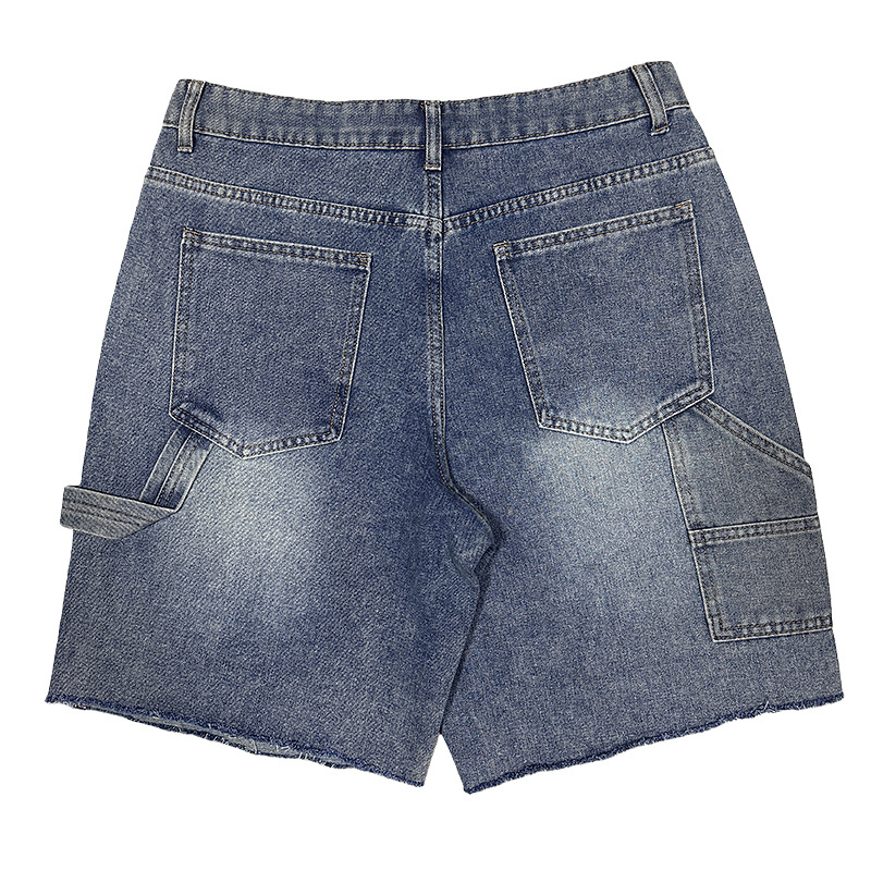 Férfi farmer denim rövidnadrág - mosott, kopott hatás, Rhinestone Hotfix, egyenes szabás, öt hüvelykes hossz, Wolverine