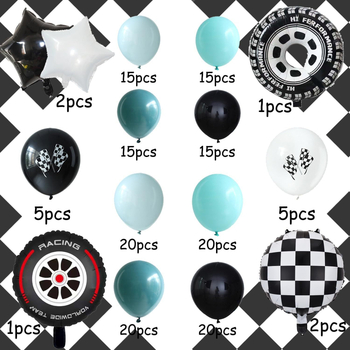 Lufilánc készlet, verseny témájú, 120 darab latex kerek lufi fiú születésnapjára