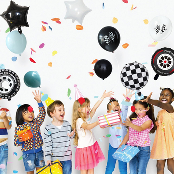 Lufilánc készlet, verseny témájú, 120 darab latex kerek lufi fiú születésnapjára