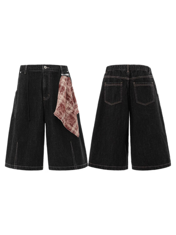 Unisex kratke džins šorceve, cropped kroj, retro dizajn inspiriran machetom, široki ležerni kroj