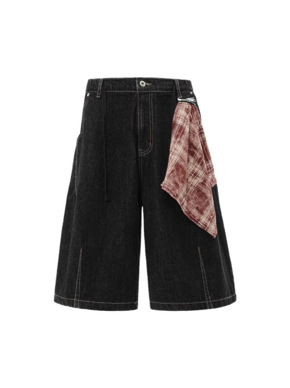 Unisex kratke džins šorceve, cropped kroj, retro dizajn inspiriran machetom, široki ležerni kroj