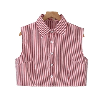 Csíkos kötött felső dekoratív mesterséges gallérral • pamut • felnőtteknek • Tavasz 2023 • Spot