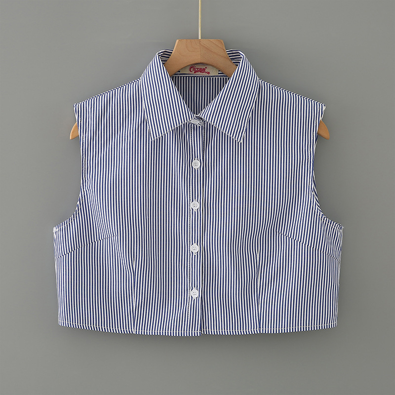 Csíkos kötött felső dekoratív mesterséges gallérral • pamut • felnőtteknek • Tavasz 2023 • Spot