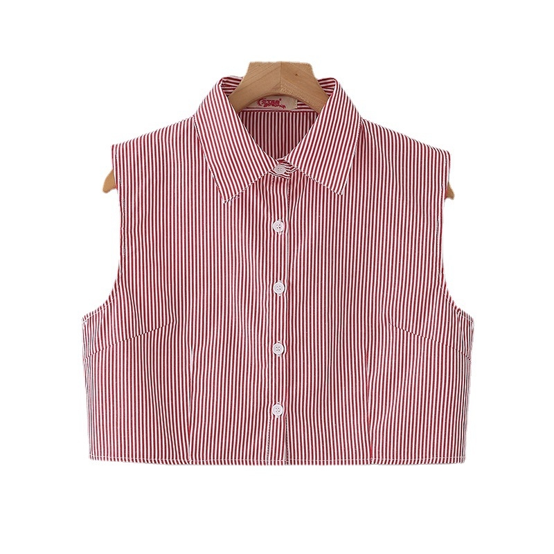 Csíkos kötött felső dekoratív mesterséges gallérral • pamut • felnőtteknek • Tavasz 2023 • Spot