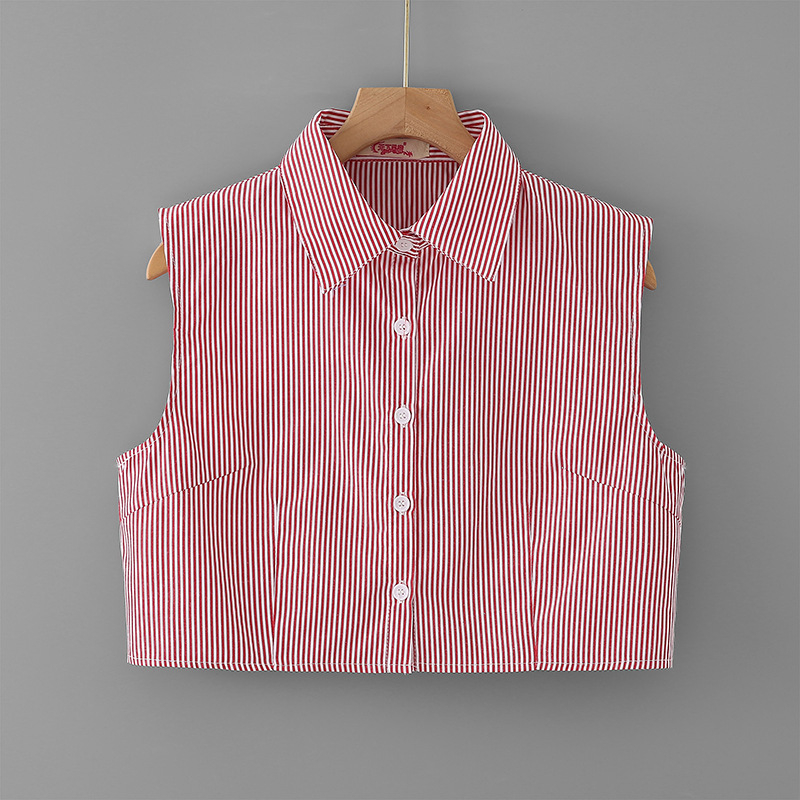 Csíkos kötött felső dekoratív mesterséges gallérral • pamut • felnőtteknek • Tavasz 2023 • Spot