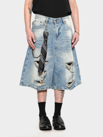 Denim rövidnadrág – retro stílus, laza szabás, cropped hossz, 90% pamut 10% poliészter, nyár 2025