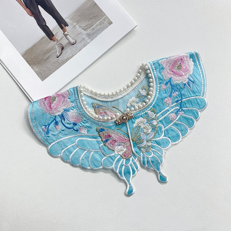 Odvojivi ovratnik za Hanfu s dvostrukim slojem, poliester vlakna, uzorak kao na slici, stil Sweet Guofeng, za Hanfu, Tang odijelo i cheongsam, porijeklo Jieyang Guangdong, jesen 2023