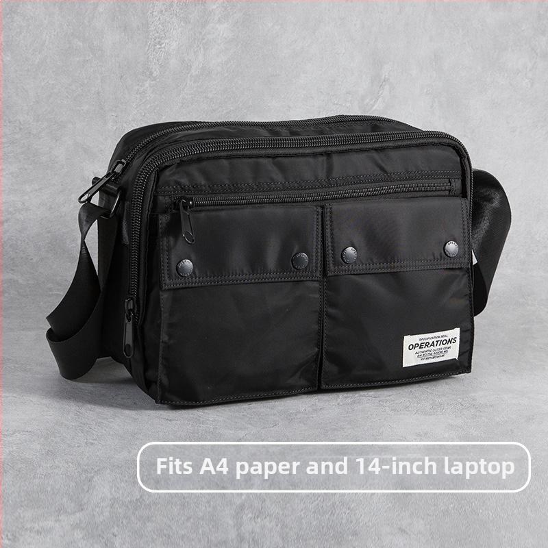 Muška crossbody torba - Urbani minimalistički stil, Oxford tkanina, Vertikalni kvadratni oblik, Zip zatvaranje, Unutarnji džepovi: zip džep, džep za mobitel, džep za identifikaciju