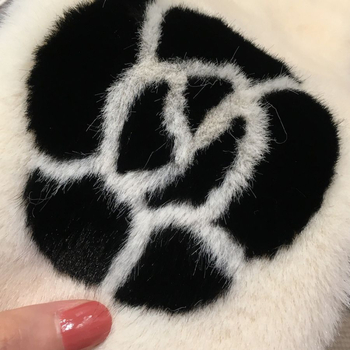 Шал в корейски стил, изкуствена козина на зайче Rex, с мотив камелия, warp-knit, топъл за зимата