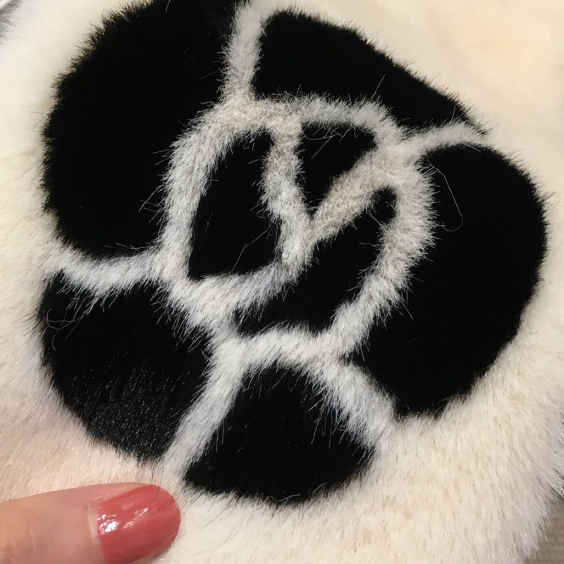 Шал в корейски стил, изкуствена козина на зайче Rex, с мотив камелия, warp-knit, топъл за зимата