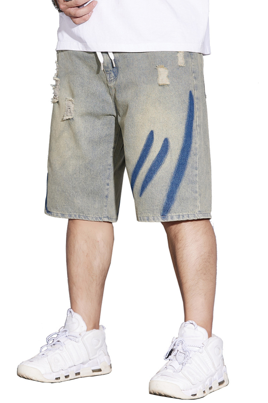 Muške traper kratke hlače, srednja struka, labav kroj, denim s 75% elastana