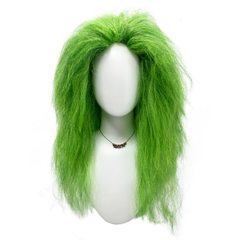 Paróka – Zöld fodros Halloween paróka (Feldolgozási technika: Mechanizmus; Haj anyaga: Hazai selyem; Nem festhető vagy permelhető; Bármilyen bőrtónussal illeszkedik; Bármilyen arcformához illik)