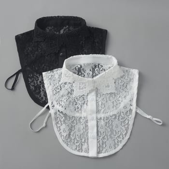 Prorezani čipkasti ovratnik za žensku bluzu, poliester-svilena tkanina, podstava poliester, korejski stil, ljeto 2024