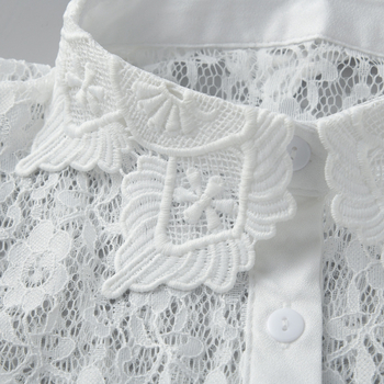 Prorezani čipkasti ovratnik za žensku bluzu, poliester-svilena tkanina, podstava poliester, korejski stil, ljeto 2024