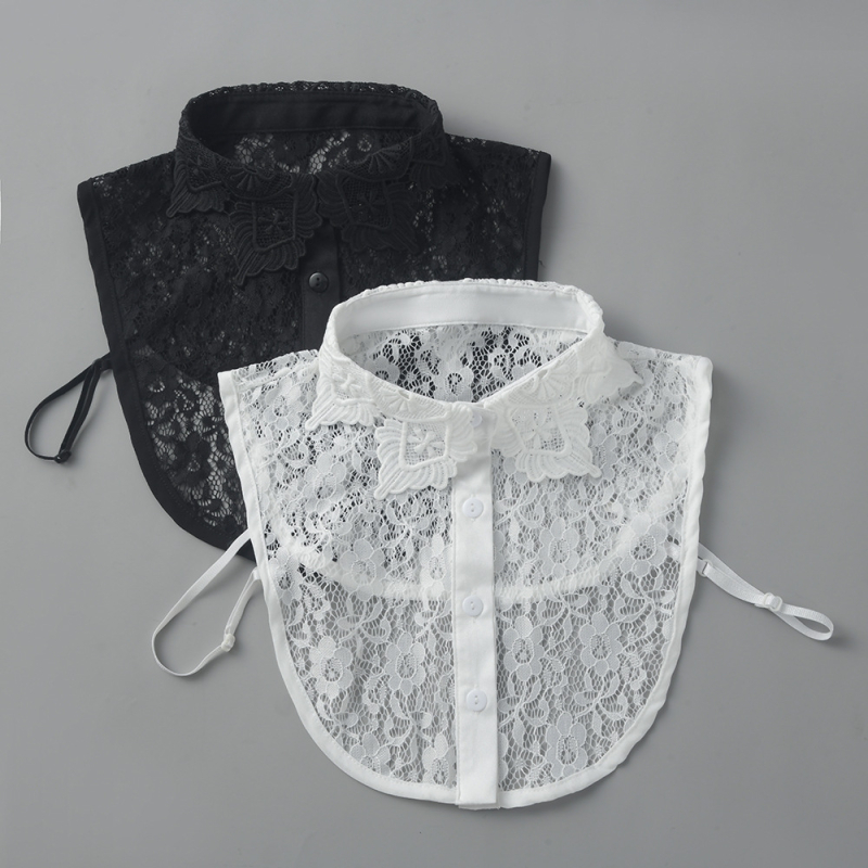 Prorezani čipkasti ovratnik za žensku bluzu, poliester-svilena tkanina, podstava poliester, korejski stil, ljeto 2024