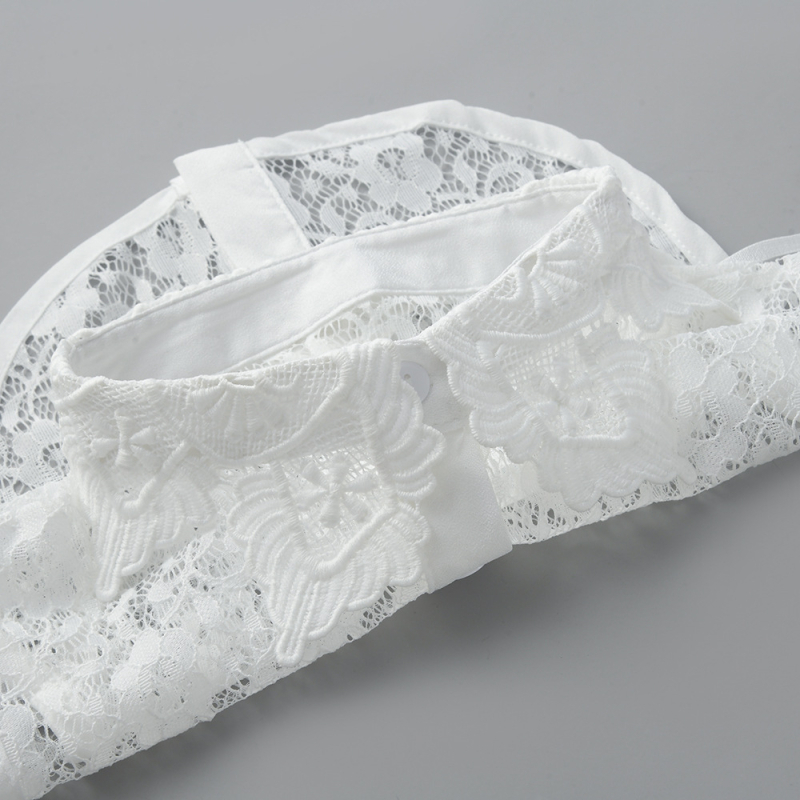 Prorezani čipkasti ovratnik za žensku bluzu, poliester-svilena tkanina, podstava poliester, korejski stil, ljeto 2024