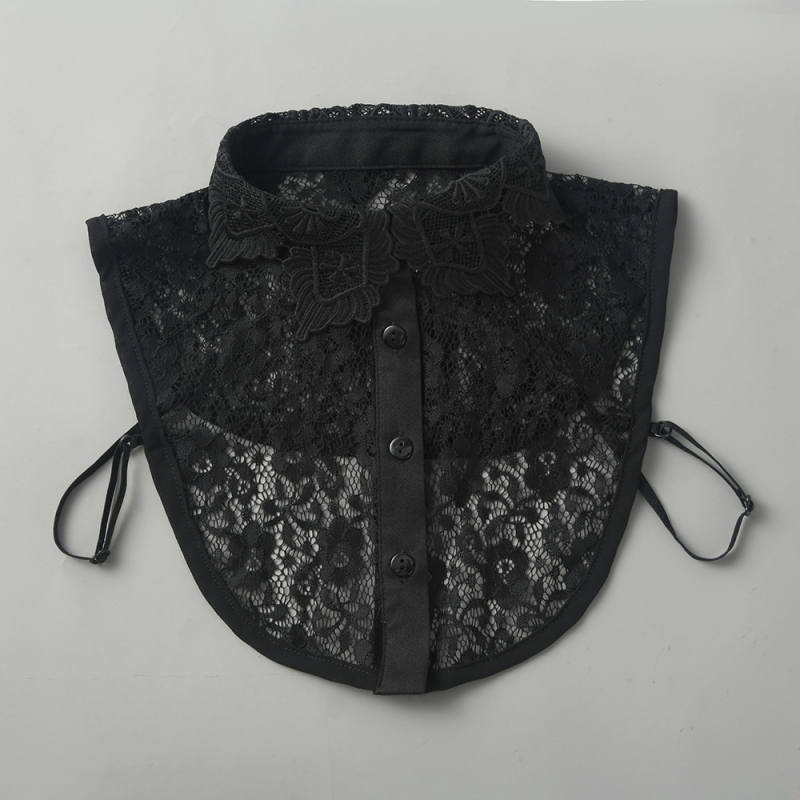 Prorezani čipkasti ovratnik za žensku bluzu, poliester-svilena tkanina, podstava poliester, korejski stil, ljeto 2024