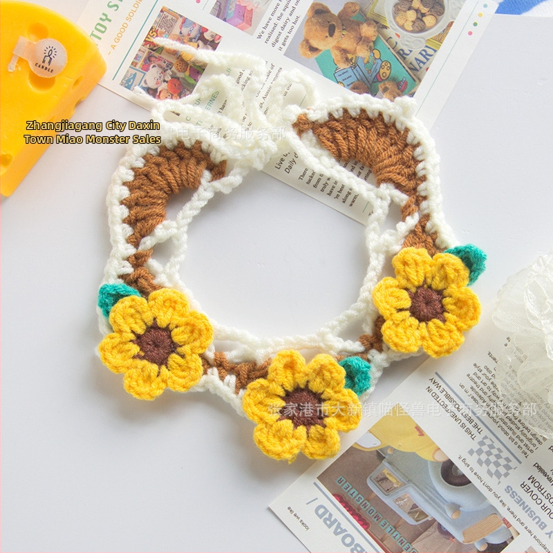 Vlnený háčkovaný šál pre domáce zvieratá (mačky a malé psy) – všeobecné použitie, štyri ročné obdobia