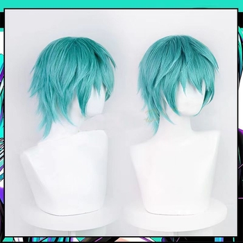 Cosplay par Hatsune Mikuo férfi verzió, kék rövid haj, Vocaloid Touken Ranbu számára