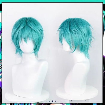 Cosplay par Hatsune Mikuo férfi verzió, kék rövid haj, Vocaloid Touken Ranbu számára