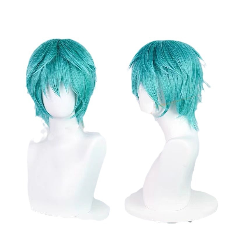 Cosplay par Hatsune Mikuo férfi verzió, kék rövid haj, Vocaloid Touken Ranbu számára
