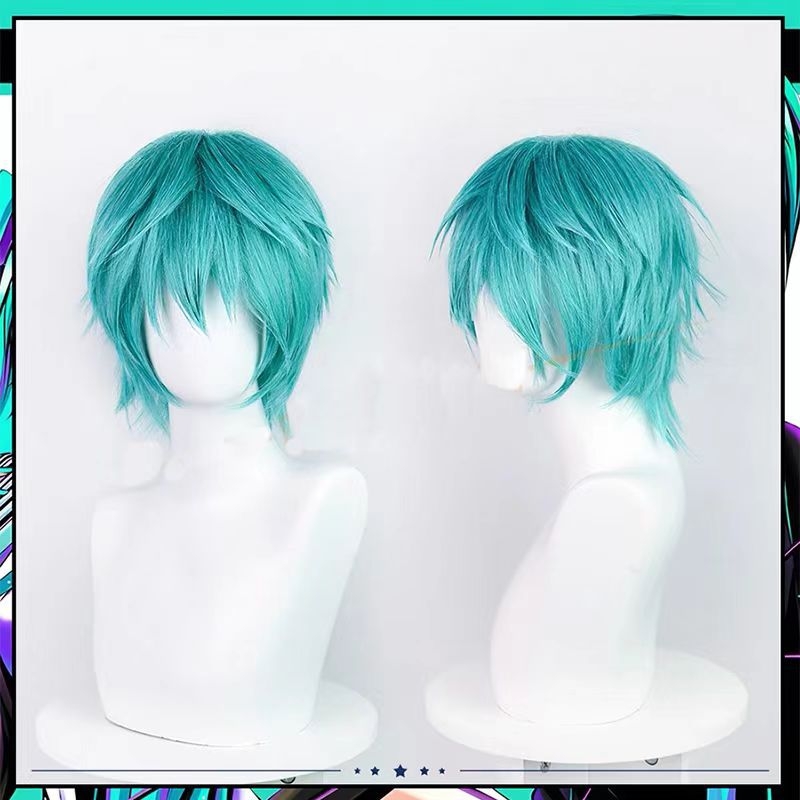 Cosplay par Hatsune Mikuo férfi verzió, kék rövid haj, Vocaloid Touken Ranbu számára