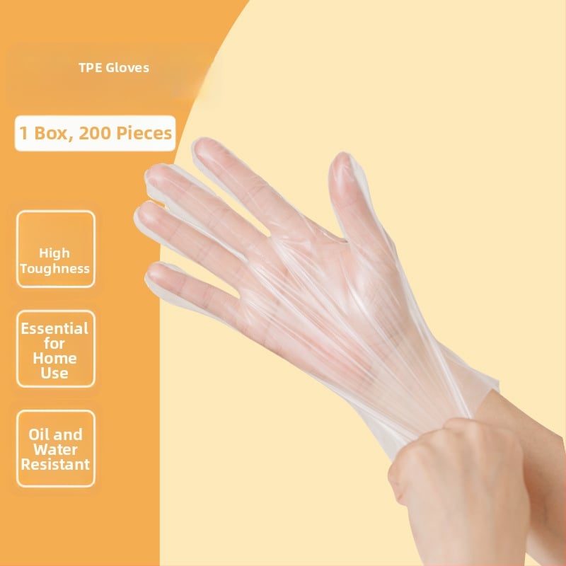Mănuși TPE de unică folosință, de calitate alimentară, impermeabile, anti-alunecare, transparente, subțiri 0,05–0,1 mm (pentru catering, bucătărie, gătit și uz casnic)