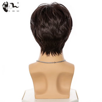 Σύντομη ίσια περούκα από ίνες υψηλής θερμοαντοχής, μηχανική επεξεργασία, φράντζ ίσια ή κεκλιμένη, ανδρικό μοντέλο Zy-153