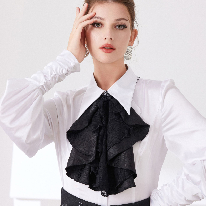 Chiffon vékony ing-nyak kendő, palota stílus, egyszínű minta, bélés chiffon, őszi 2025
