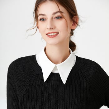 Női chiffon alapblúz csipkés, csúcsos gallérral, egy méret, 2023 tavasz