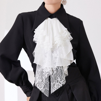 Fular Lolita dantelat, unisex, accesoriu pentru gât în stil palat, material poliester, căptușeală poliester, model dantelat simplu, pentru adulți