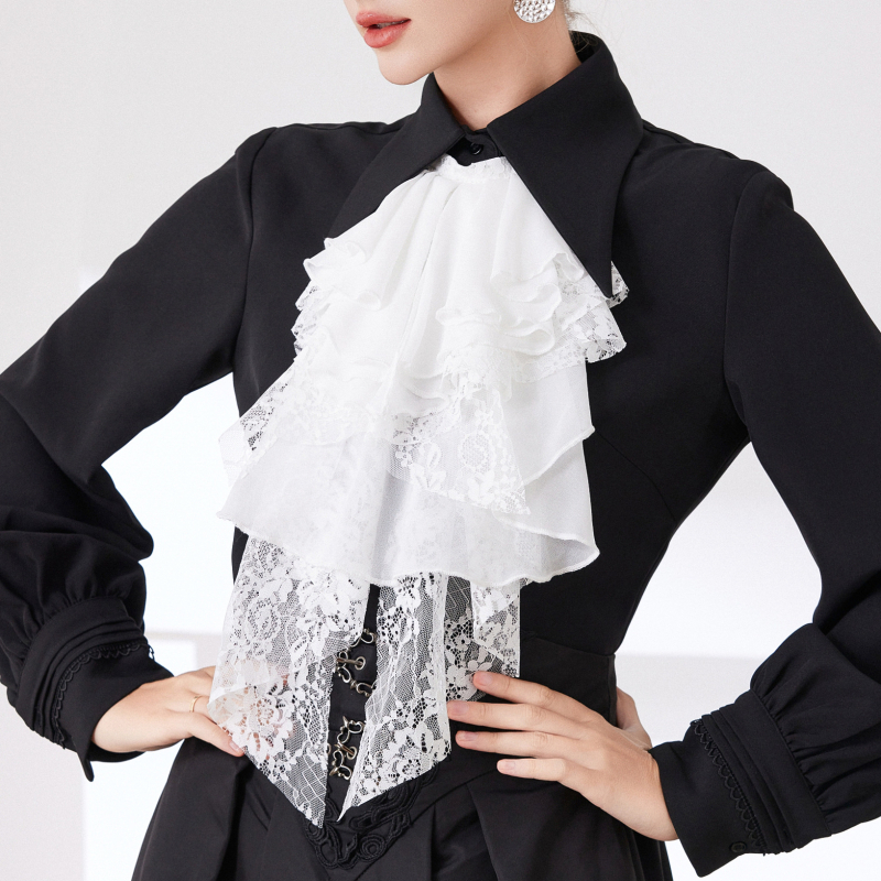 Fular Lolita dantelat, unisex, accesoriu pentru gât în stil palat, material poliester, căptușeală poliester, model dantelat simplu, pentru adulți