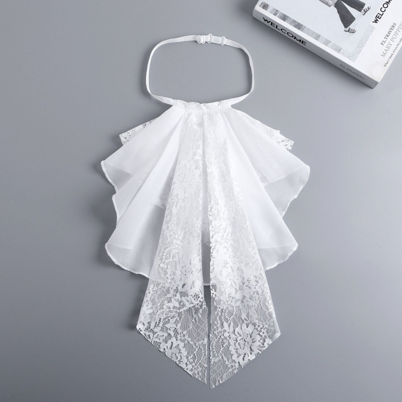 Fular Lolita dantelat, unisex, accesoriu pentru gât în stil palat, material poliester, căptușeală poliester, model dantelat simplu, pentru adulți