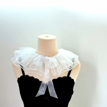 Organza hamis gallér nőknek, édes és sokoldalú kiegészítő, egyszínű minta, szélesség 14 cm