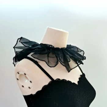 Organza hamis gallér nőknek, édes és sokoldalú kiegészítő, egyszínű minta, szélesség 14 cm