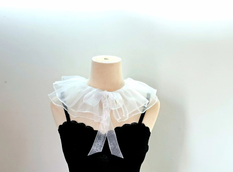 Organza hamis gallér nőknek, édes és sokoldalú kiegészítő, egyszínű minta, szélesség 14 cm