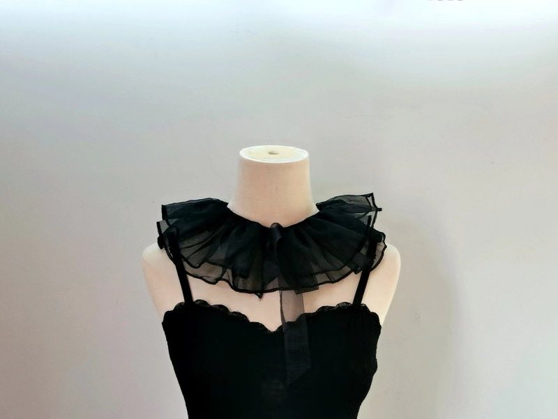 Organza hamis gallér nőknek, édes és sokoldalú kiegészítő, egyszínű minta, szélesség 14 cm