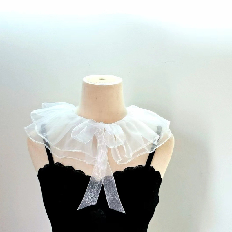 Organza hamis gallér nőknek, édes és sokoldalú kiegészítő, egyszínű minta, szélesség 14 cm