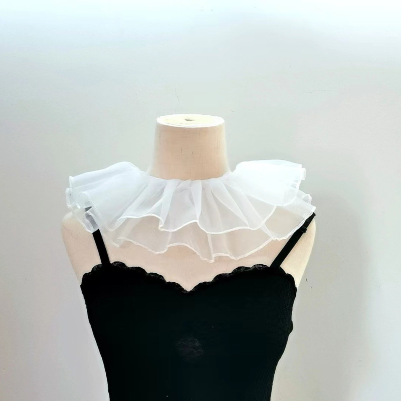 Organza hamis gallér nőknek, édes és sokoldalú kiegészítő, egyszínű minta, szélesség 14 cm