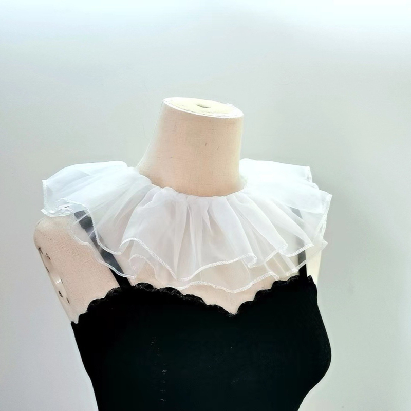 Organza hamis gallér nőknek, édes és sokoldalú kiegészítő, egyszínű minta, szélesség 14 cm